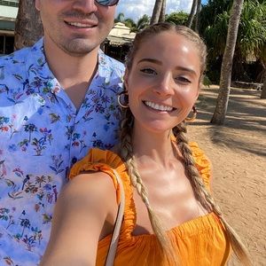 Free people ruffle sleeve orange midi dress